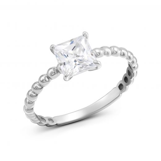 Ring with cubic zirconia in white gold 2K765-0154