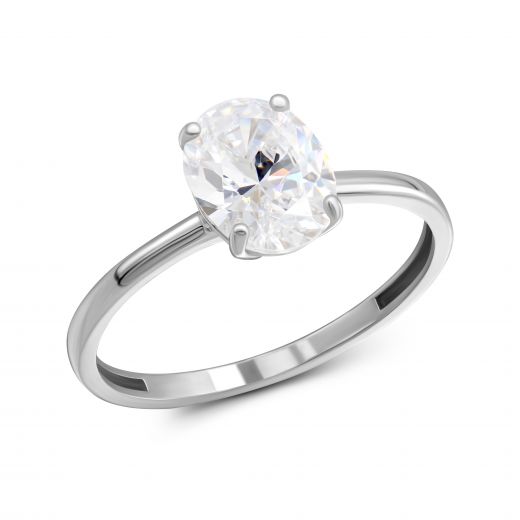 White gold ring with fianit 2К765-0155