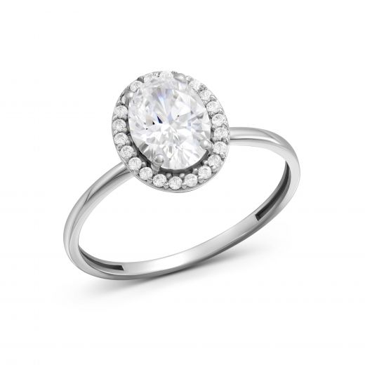 Ring with cubic zirconia in white gold 2K765-0156