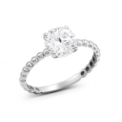 Ring with cubic zirconia in white gold 2K765-0157