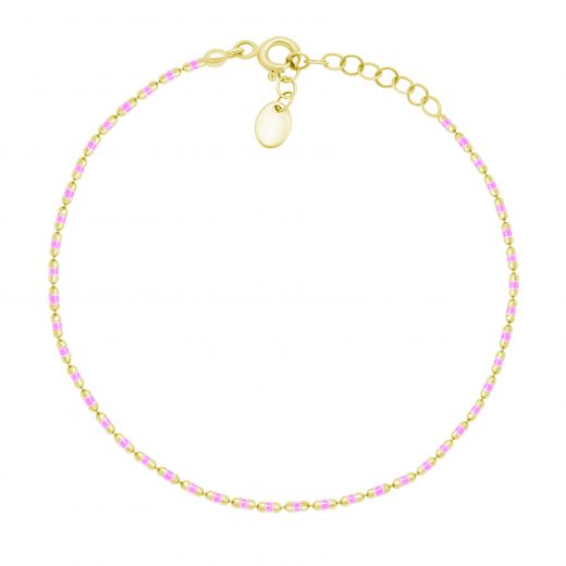 Yellow gold bracelet with pink enamel 2B526-0097-2