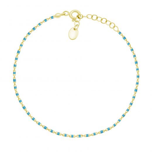 Yellow gold bracelet with turquoise enamel 2B526-0097-4