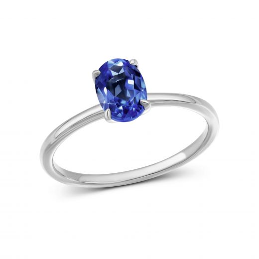 ring with a cornflower sapphire in white gold 1К034ДК-1676