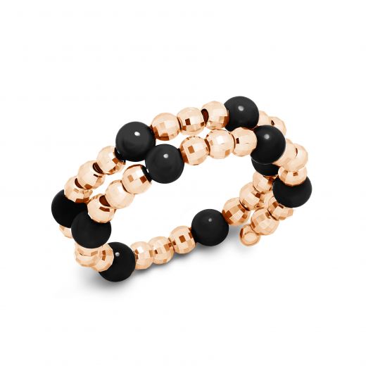 Ring with onyx in rose gold 2К034НП-1705