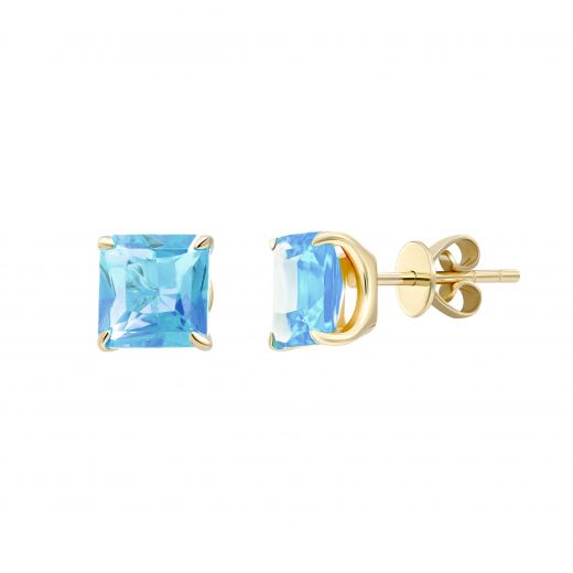 Earrings with topaz in yellow gold 2С034НП-1424