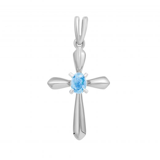 Cross with topaz in white gold 2П034НП-0576