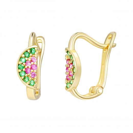 Earrings with cubic zirconia in yellow gold 2S143-2577