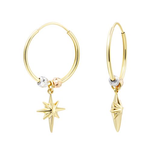 Earrings in a combination of white, pink and yellow gold 2С526-0556