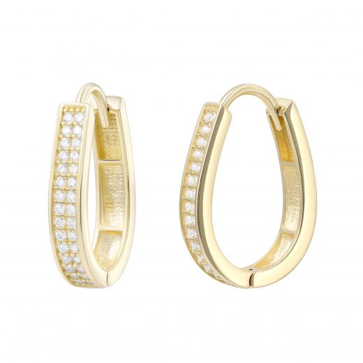 Earrings with Fianites in yellow gold 2S526-0566