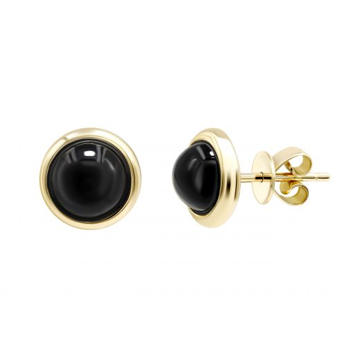 Earrings with onyx in yellow gold 2С034НП-1444