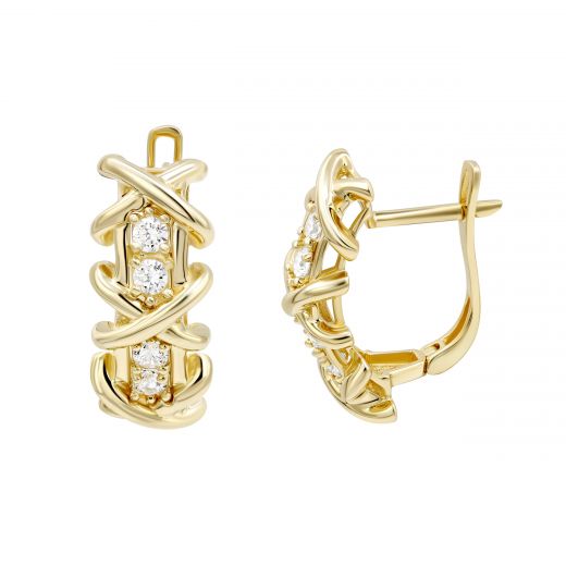 Earrings with cubic zirconia in yellow gold 2S143-2709
