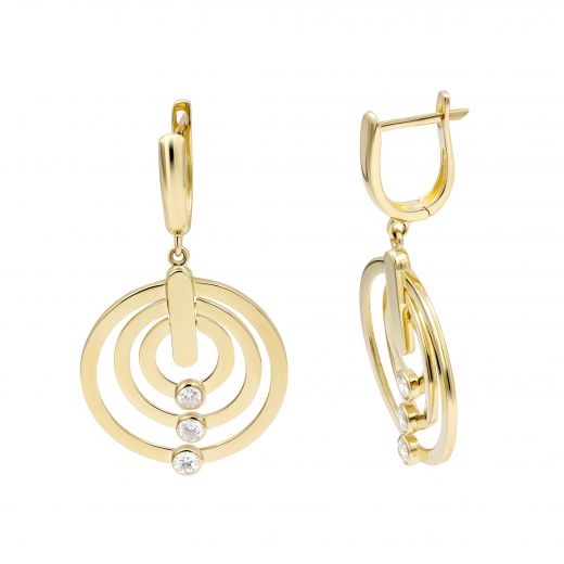 Earrings with cubic zirconia in yellow gold 2C143-2710