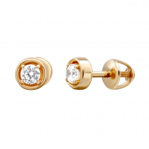 Earrings with cubic zirconia in rose gold 2C071-0421