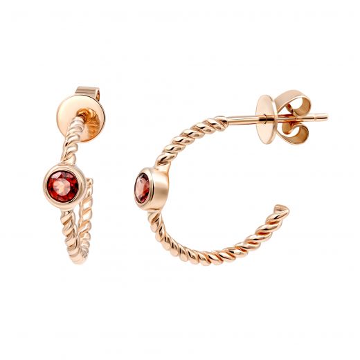 Earrings with garnets in rose gold 2С034НП-1449