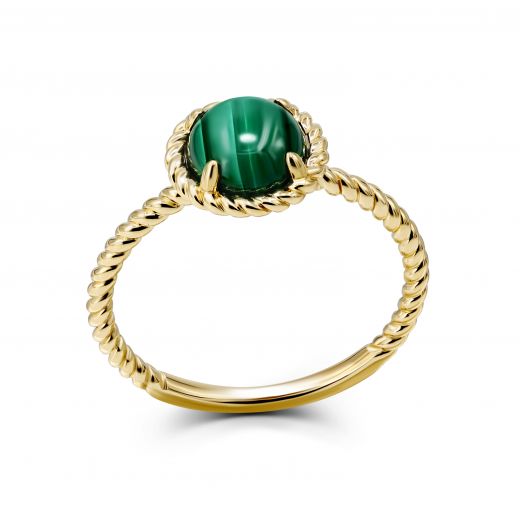 Ring with malachite in yellow gold 2К034НП-1703