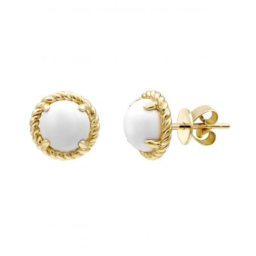 Earrings with agate in yellow gold 2С034НП-1452