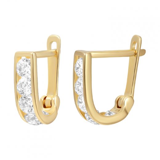 Earrings with zirconias in yellow gold 2С143-2250-1