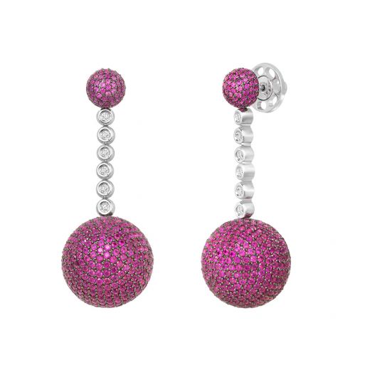 Silver earrings with rubies NATKINA