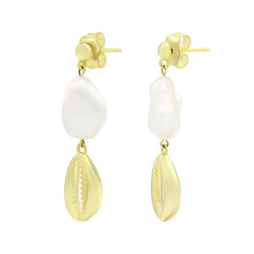 Earrings Shell with baroque pearl