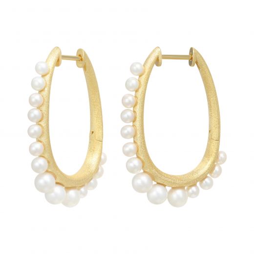 Earrings with pearls Marina yellow rhodium