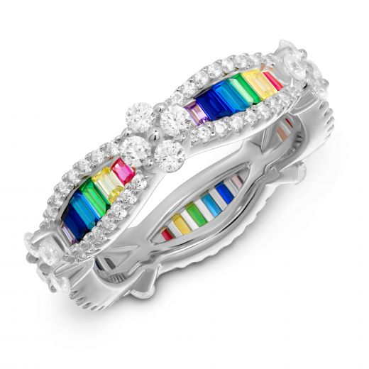 Rainbow ring with Zirconia Natkina white rhodium