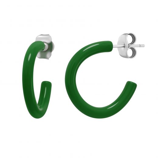 Earrings green enamel