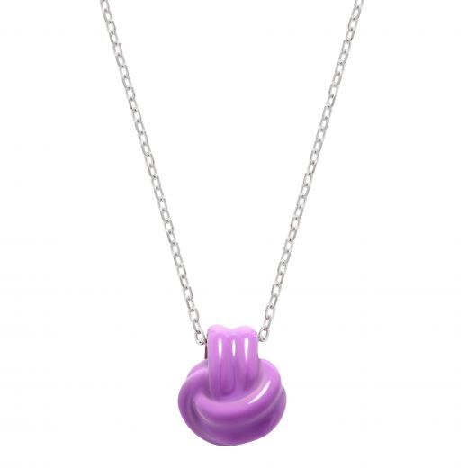 Necklace enamel lilac white rhodium