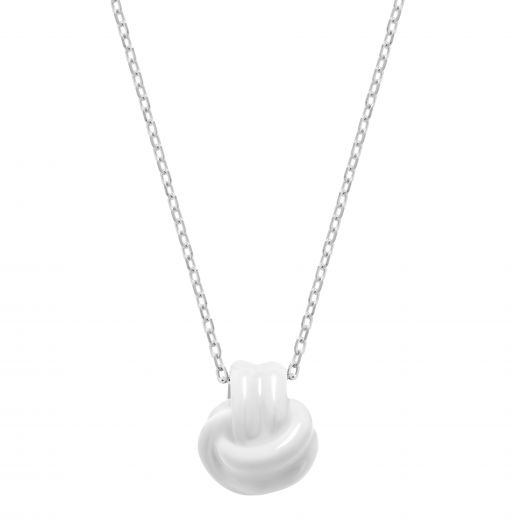 Necklace white enamel white rhodium