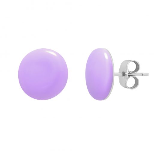 Button earrings lilac enamel