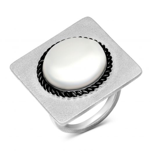 Dale pearl ring white rhodium