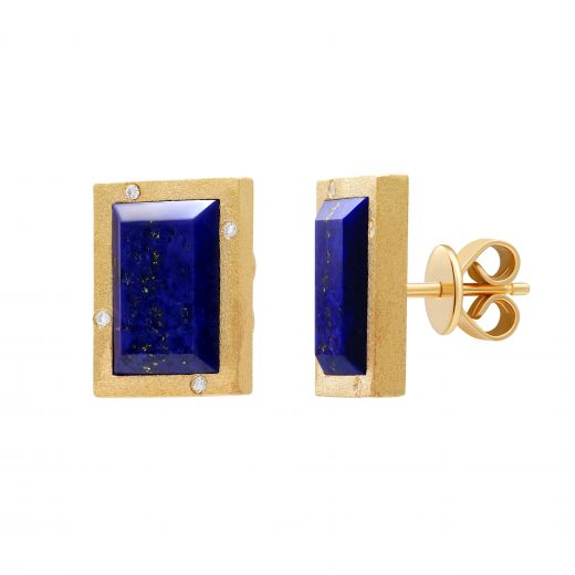 Adele earrings with lapis lazuli yellow rhodium