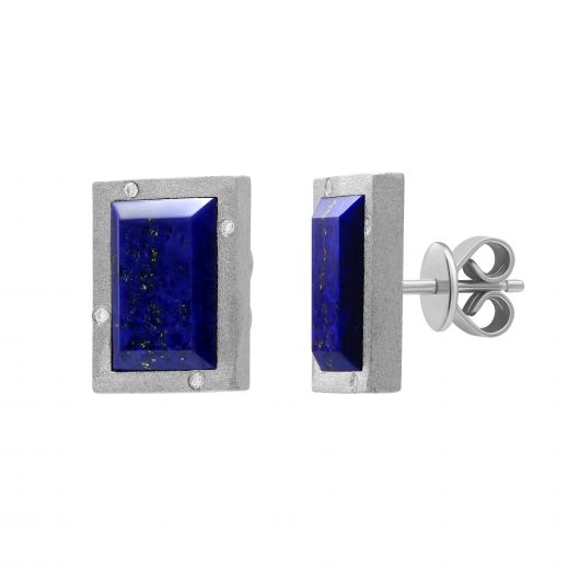 Adele earrings with lapis lazuli white rhodium