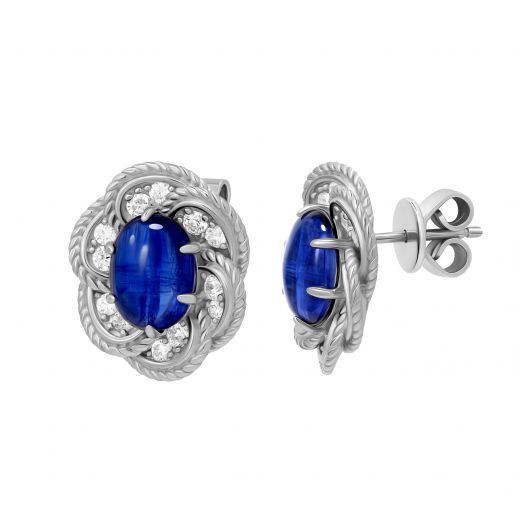 Earrings with cubic zirconias and kyanites silver