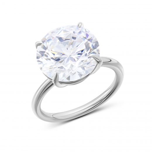 Ring with fianite round diamond cut 3К376-0189