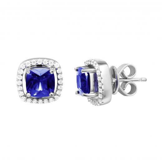 Transformer earrings with zirconias and piece sapphires for silver 3С376-0194-1