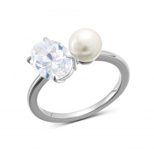 Ariani grande ring with oval cut and pearl imitation 3К376-0199