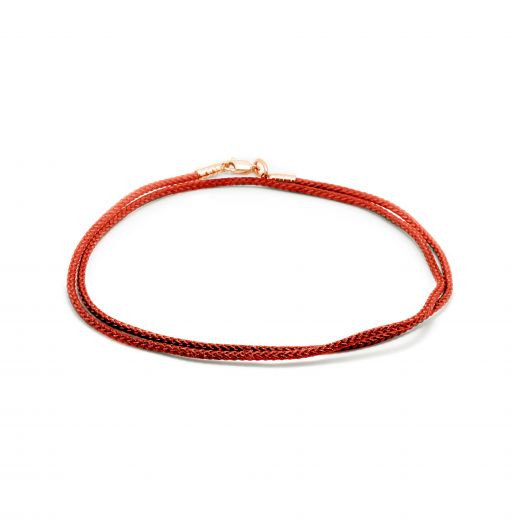 Колье красный шнурок в розовом золоте 40 см 2Л150-0013