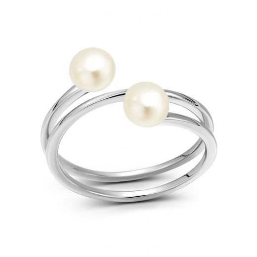 Silver ring with pearls 3K862-0017