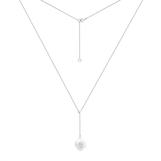 Necklace with a pearl in silver on the slider 3L862-0008