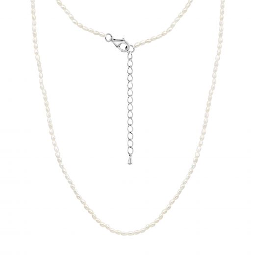 Silver necklace with pearls 3L862-0013