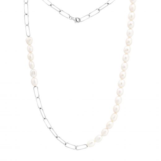 Silver necklace with pearls 3L862-0019