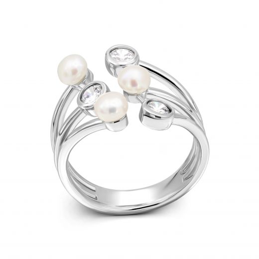 Silver ring with pearls 3K096-0104