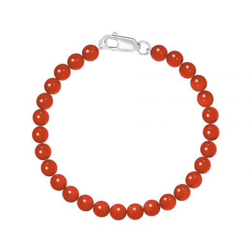 Bracelet with corals in silver 18 cm 3B449-0361