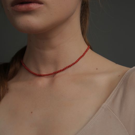 Silver necklace with corals 3Л449-0721