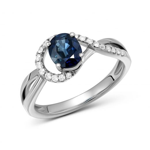 Diamond and sapphire ring in white gold 8-126 761