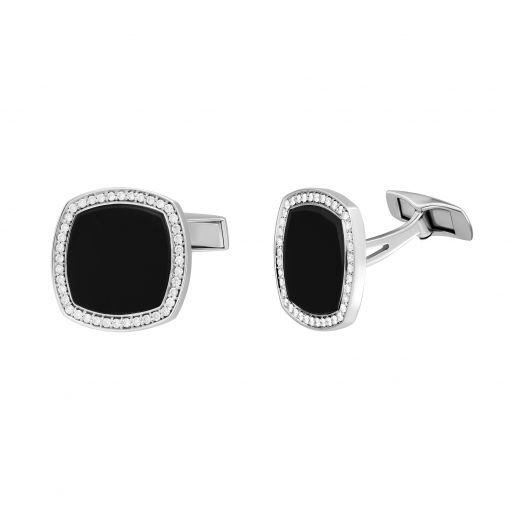 Cufflinks with diamonds and onyx in white gold 8-166 320