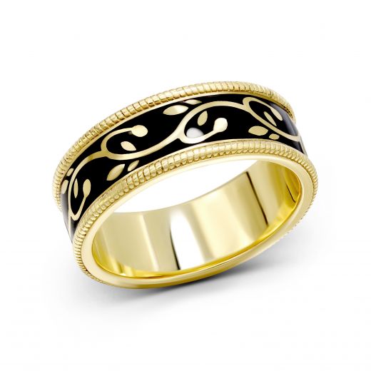 Ring with jewelry enamel in yellow gold 8-181 008