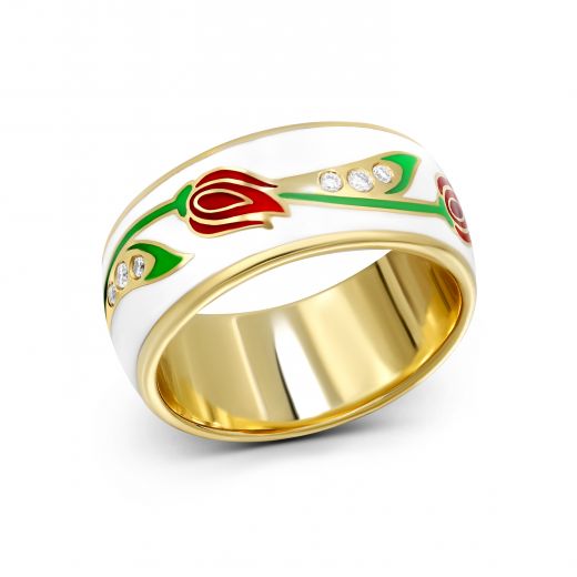 Ring with diamonds in yellow gold B549: THIS