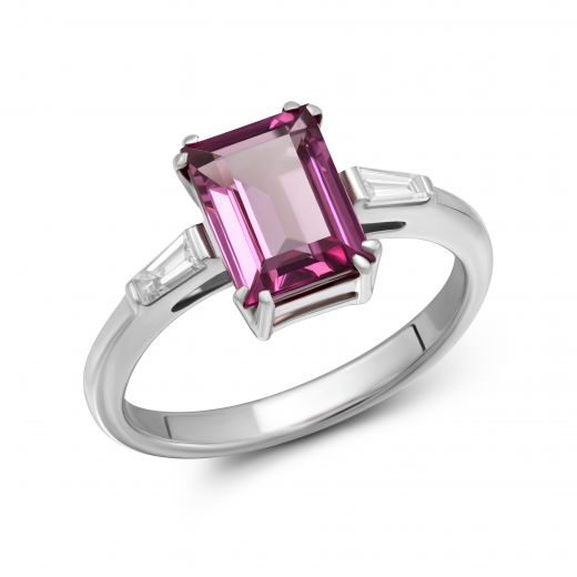 Ring with tourmaline and diamonds in white gold 8-215 126