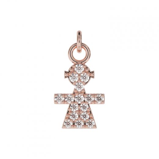 Pendant pink rhodium Girl